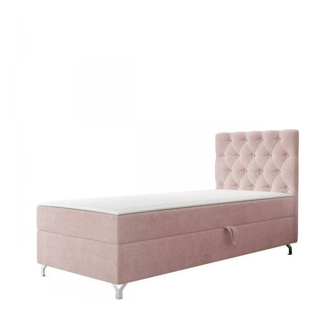 Jednolůžková postel 90 cm Jenaks 1 (růžová) (s roštem a matrací) (s úl. prostorem) (P)