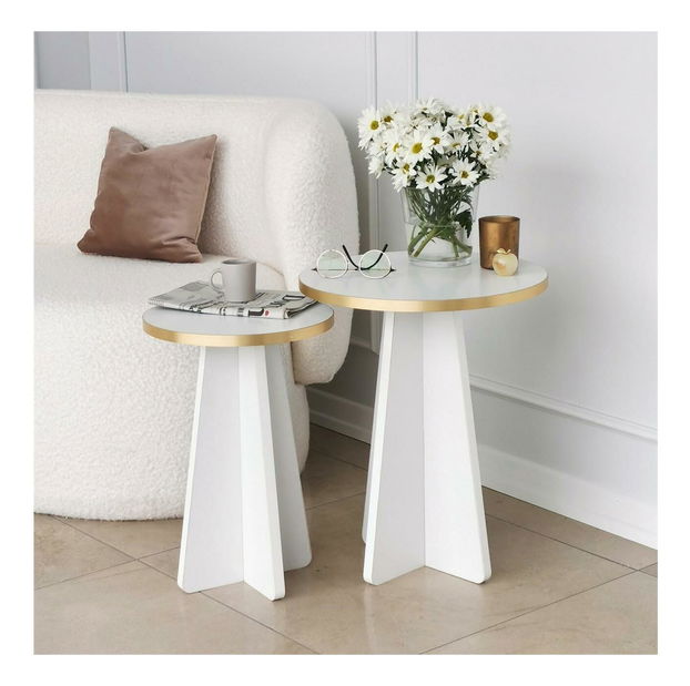 Set 2ks. konferenčních stolků Kabivo 1 (zlatá + bílá)