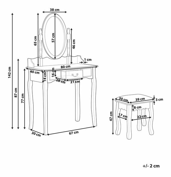 Toaletní stolek SALARO (bílá)