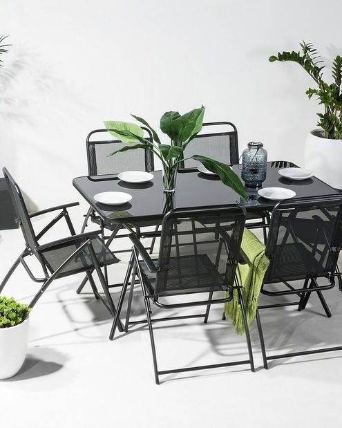 Set 6 ks. zahradních židlí LOVE (černá)