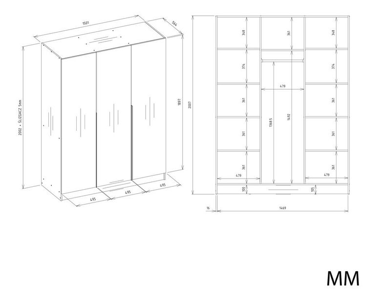 Šatní skříň Servirle 1 (kašmír)
