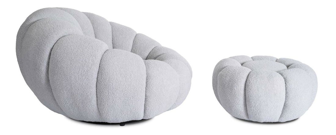 Křeslo Pague (šedá) (s taburetkou)