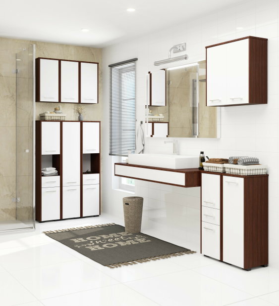 Koupelnová skříňka Fulgor 2D 1SZ 1W (wenge + bílá)
