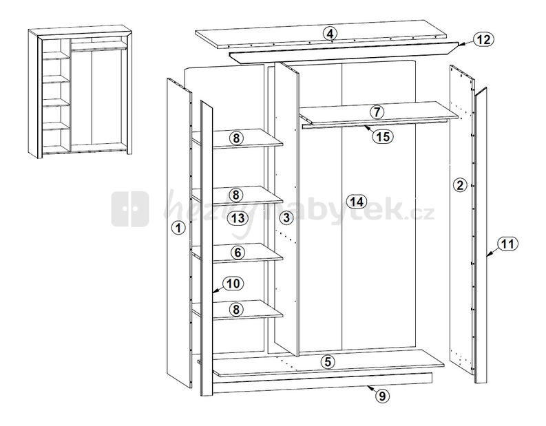 Šatní skříň BRW Mezo SZF3D/21/16