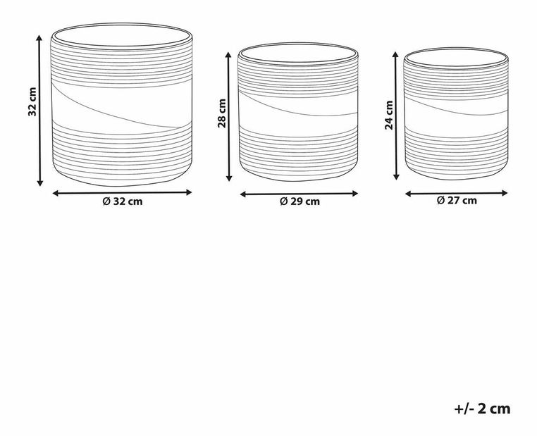 Sada 3 květináčů Ratty (béžová)