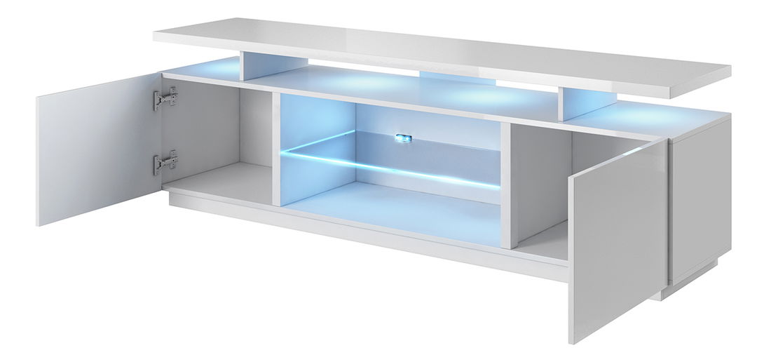 Televizní skříňka Evan (grafit + grafit lesk) (osvětlení LED)