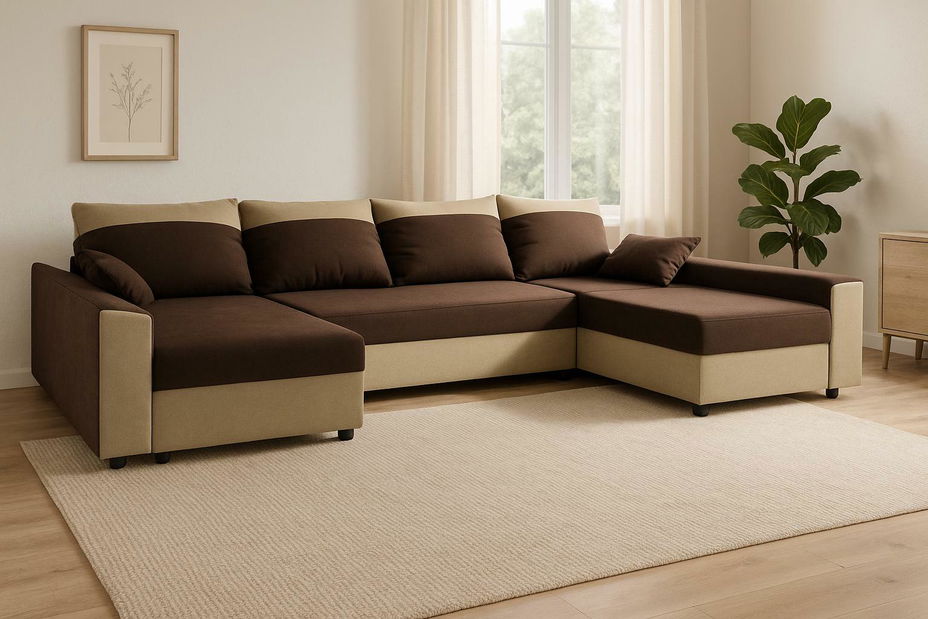 Rohová sedací souprava U Paragon U (latte + tmavě hnědá)