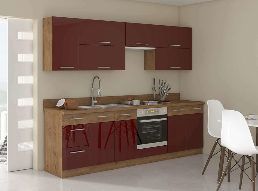 Dvířka na vestavěnou myčku Virion ZM 713 x 446 (dub lancelot + bordó)