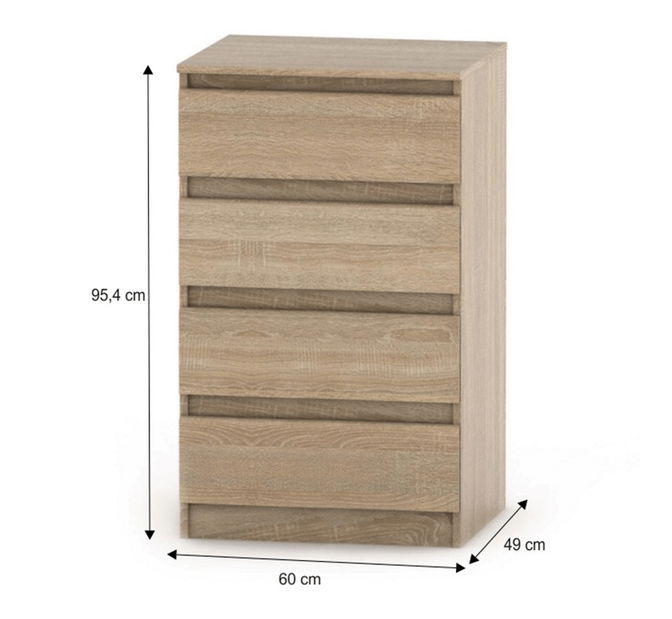 Komoda Hannah New 04 (úzká) (dub sonoma)