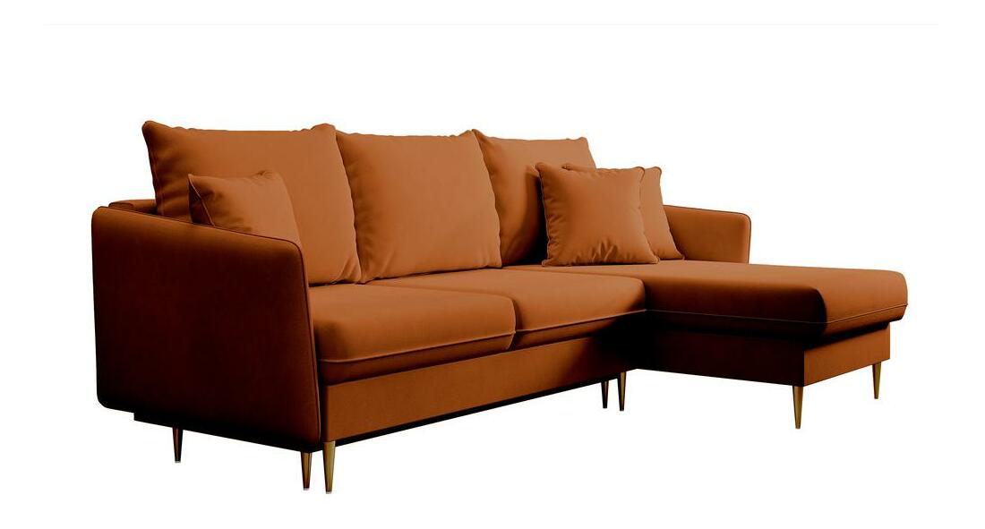 Rohová sedací souprava Vivaldio L (měděná + zlatá)