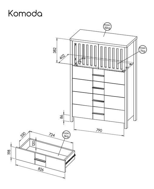 Komoda Latrice (šedá)
