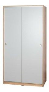Šatní skříň s posuvnými dveřmi Seworella 1 (lososová bílá + světlé dřevo)