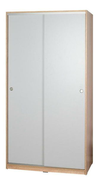 Šatní skříň s posuvnými dveřmi Seworella 1 (lososová bílá + světlé dřevo)