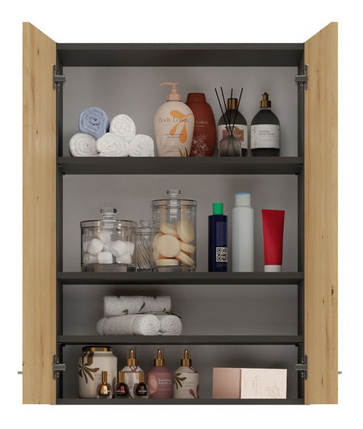 Závěsná koupelnová skříňka Perdieron 2 (antracit + dub artisan)