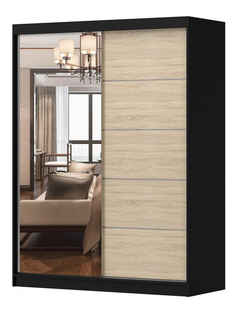 Šatní skříň Viola 05 (černá + dub sonoma)