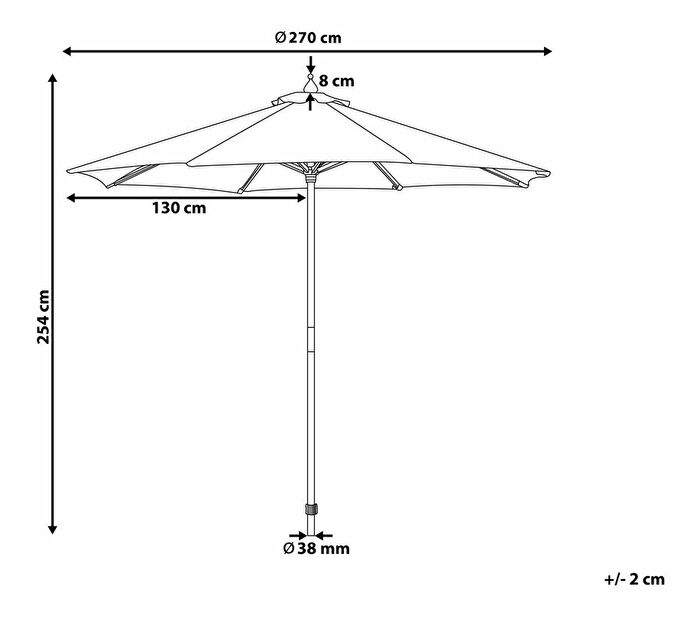 Zahradní slunečník 270 cm TRATORIA II (dřevo) (námořnická modrá)