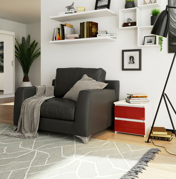 Noční stolek Cleania CL2 (červený lesk)