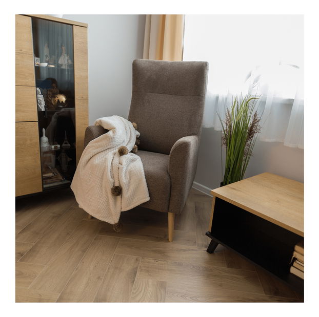 Relaxační křeslo Saif (hnědá + buk)