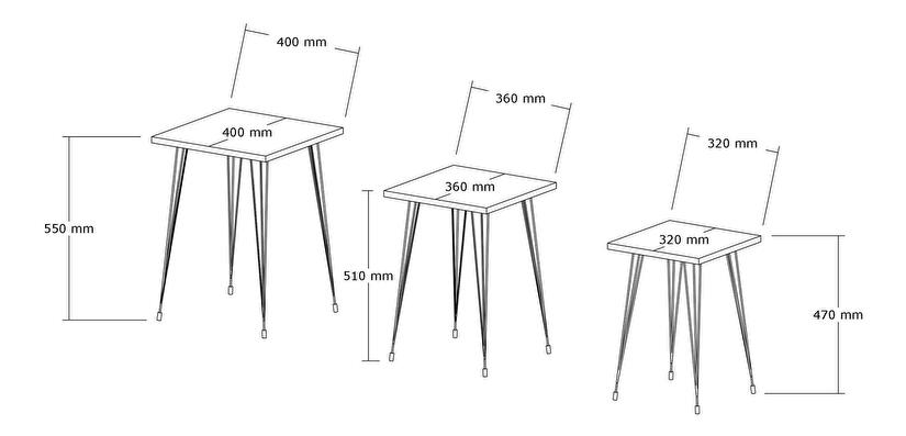 Set 3ks. konferenčních stolků Pakamo (černá + oud)