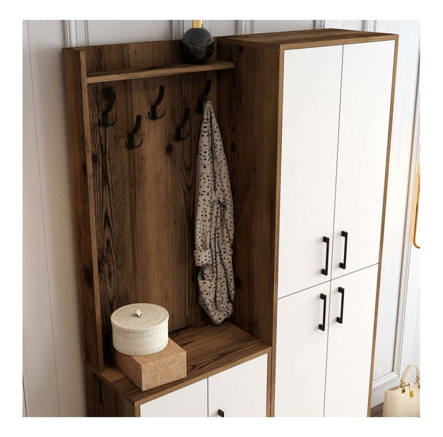 Předsíňová stěna Betina BA (ořech + bílá)