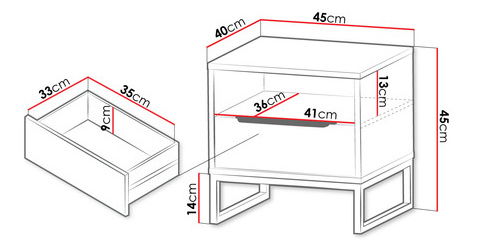 Noční stolek Irmadi IA9 (hikora + bílá)