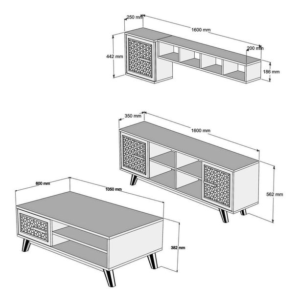 Sestava nábytku do obývacího pokoje Aysha (ořech)