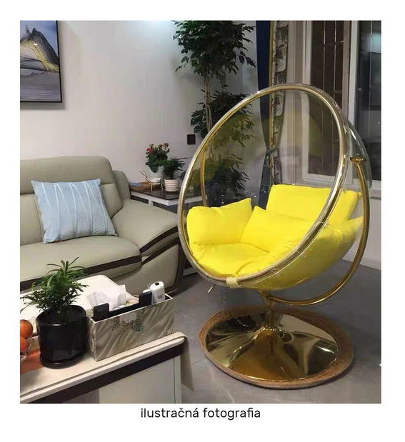 Závěsné houpací křeslo Belgica 2 (transparentní + zlatá + šedá)