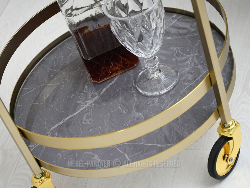 Konferenční stolek Alfonzo (šedý mramor + zlatá)