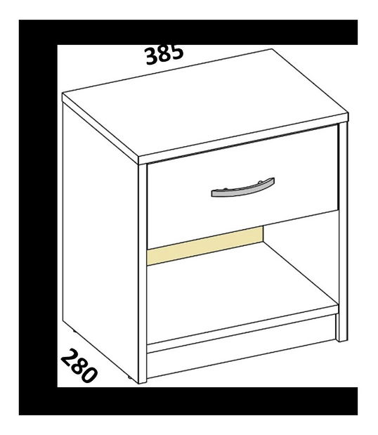 Noční stolek Polina (bílá + dub sonoma)