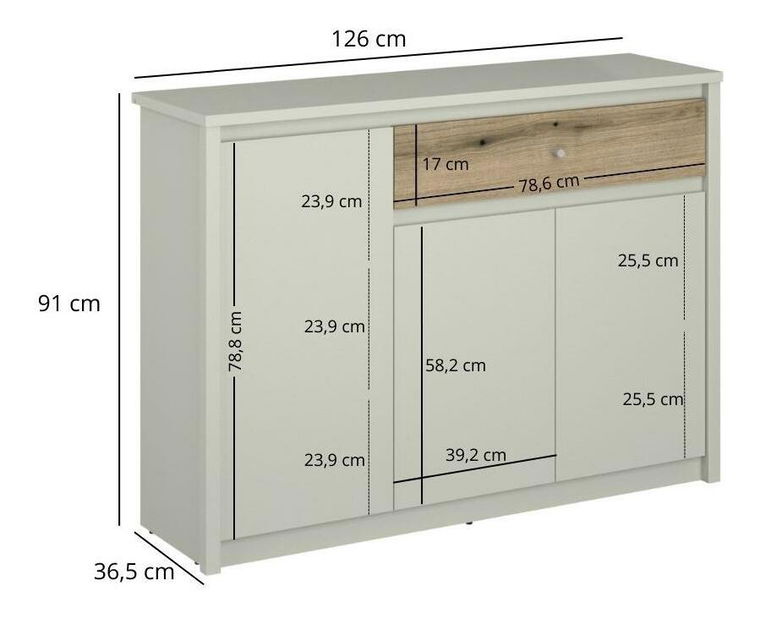 Komoda Kodro 1 (kašmír + dub evoke)