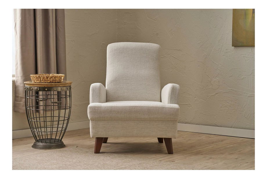 Křeslo Kanasota (krémová + ořech)