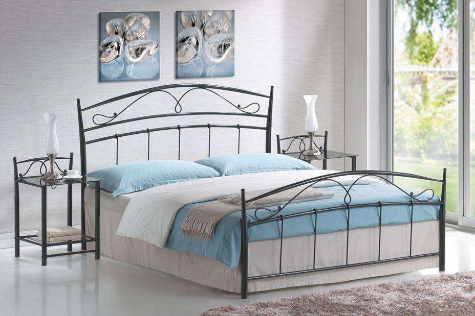 Manželská postel 160 cm Siena černá (s roštem)