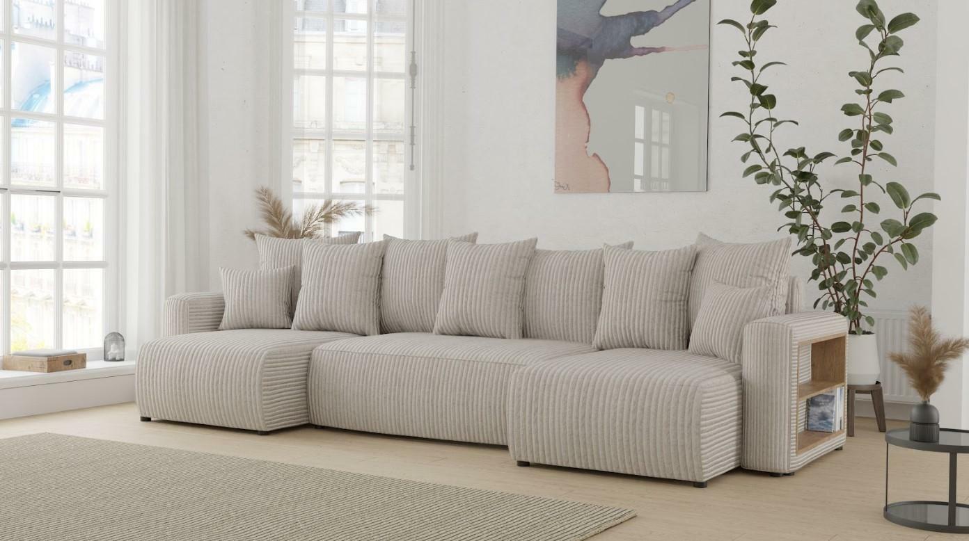 Rohová sedačka Solina U (mléčná) (L)