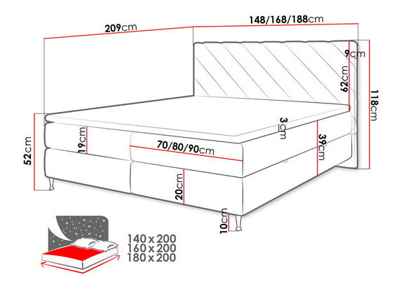 Manželská postel 180 cm Metio (světlobéžová)
