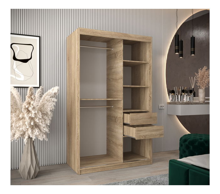 Šatní skříň 120 cm Toki 2 (Dub sonoma + Dub sonoma)