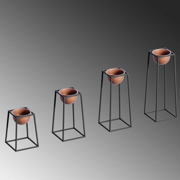 Dekorativní stojan na květiny Gwion (černá + měděná)