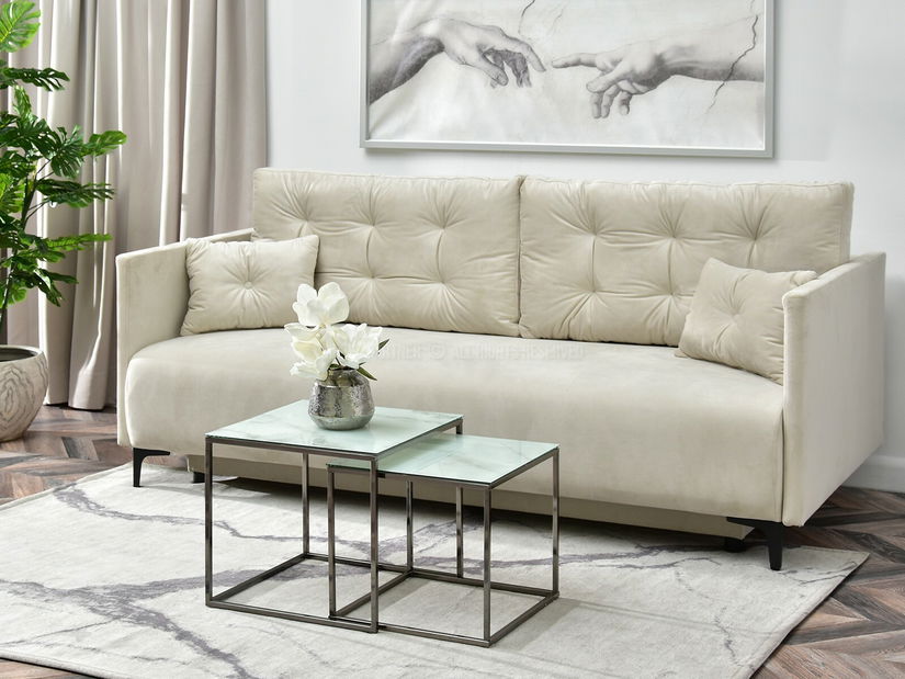 Konferenční stolek Prana Law (bílý mramor + černá)