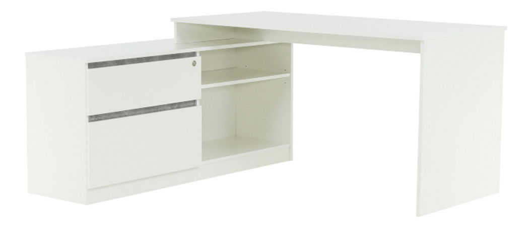 Rohový PC stolek Bill (bílá + beton)