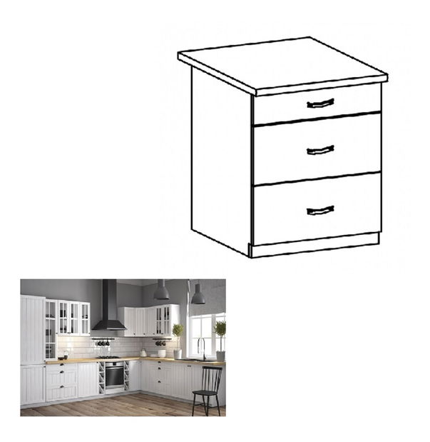 Dolní kuchyňská skříňka D60S3 Provense (bílá + sosna andersen)