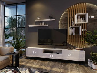 Obývací stěna Berny 30 (bílá + bílý lesk)