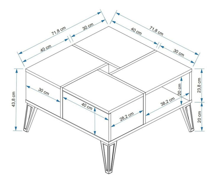 Konferenční stolek Nirvy (bílá + zlatá)