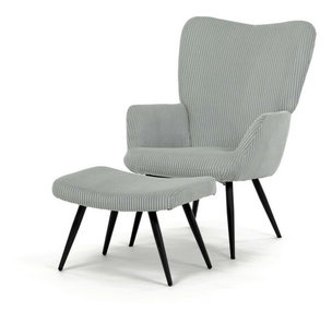 Křeslo s taburetkou Laruigo (modrá)