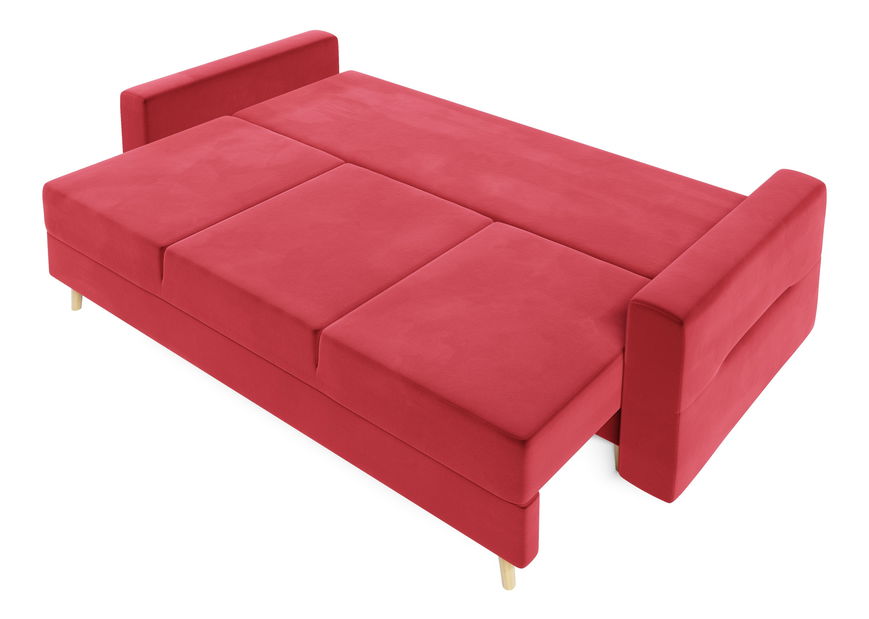 Rozkládací pohovka Bergenia (červená + vzorované polštáře)