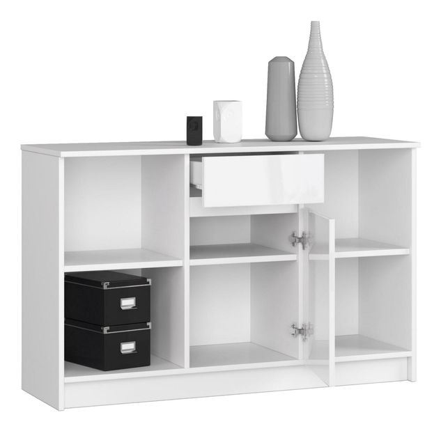 Rohový PC stolek Bahar (lesk bílý)