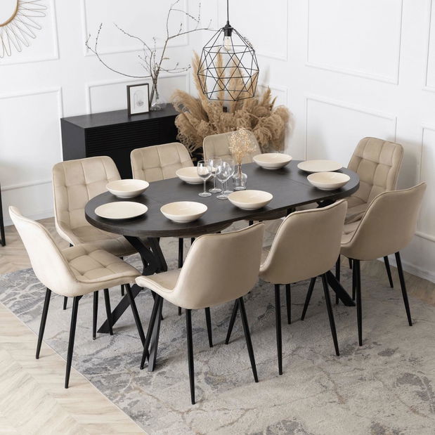 Rozkládací jídelní stůl Desistir (černá) (pro 4-8 osob)