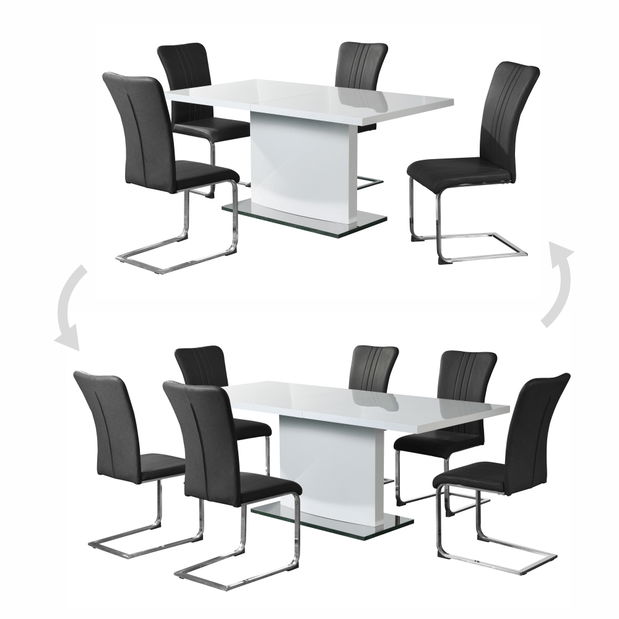 Rozkládací jídelní stůl Korti (lesk bílý) *výprodej