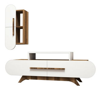 Obývací stěna Dolphie 2 (Ořech + Bílá)