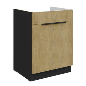 Dolní kuchyňská skříňka pod dřez Carminia 60 ZL 1S BB PREMIUM BOX (dub cremona + černá)