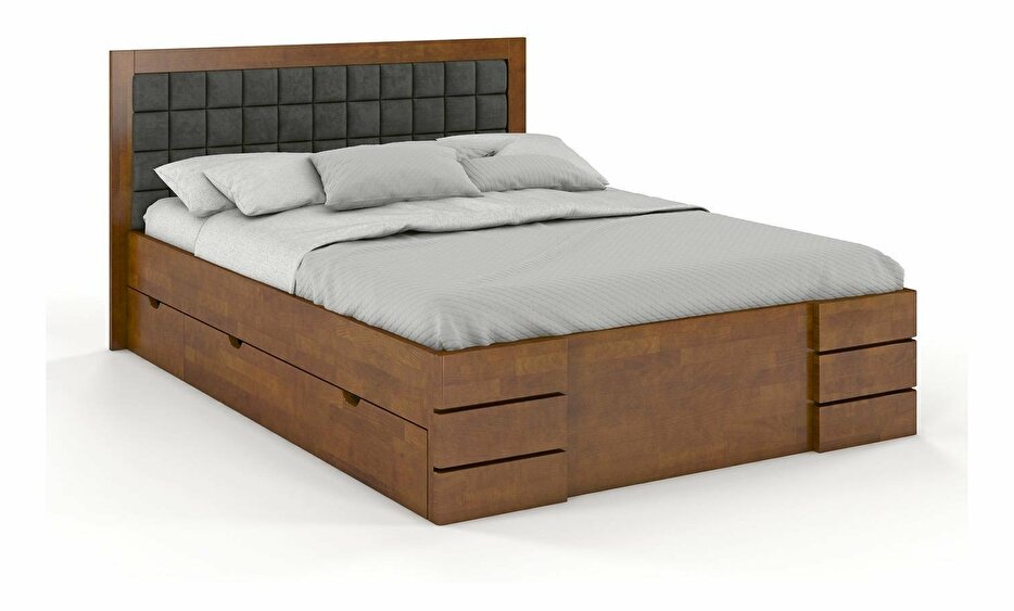 Manželská postel 180 cm Naturlig Storhamar High Drawers (buk)