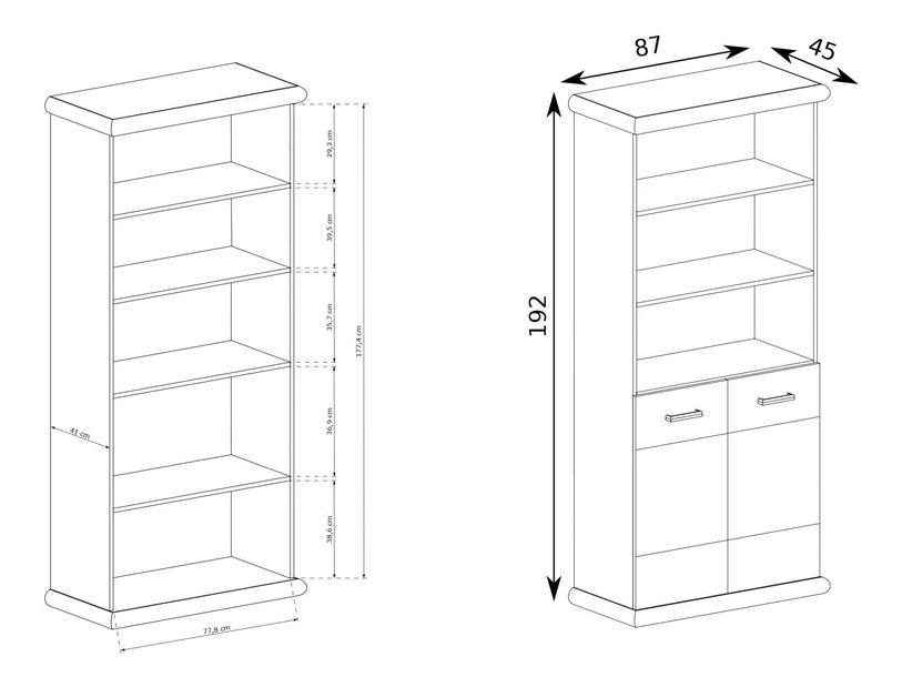 Regál Kenny 05 (craft bílý + craft zlatý)